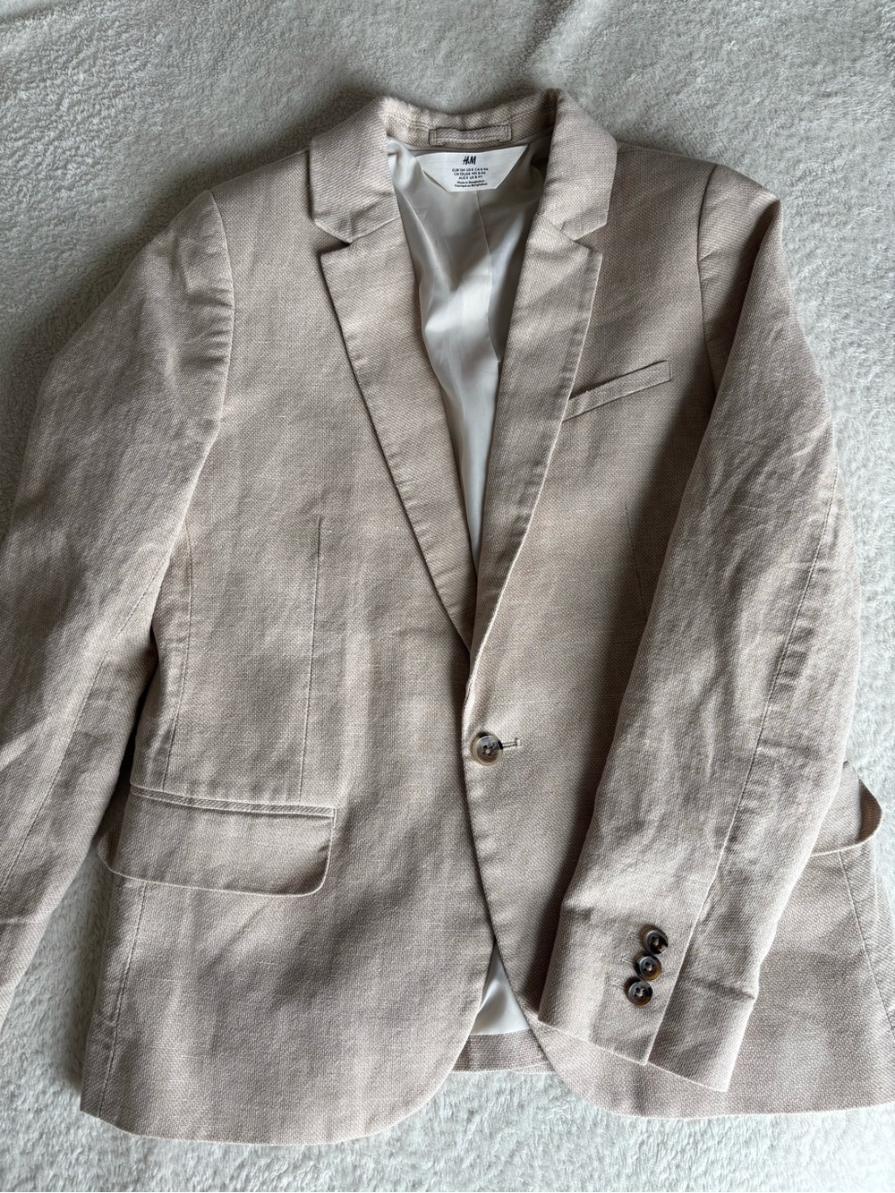 H&M Light Beige Men's Linen-Blend Blazer